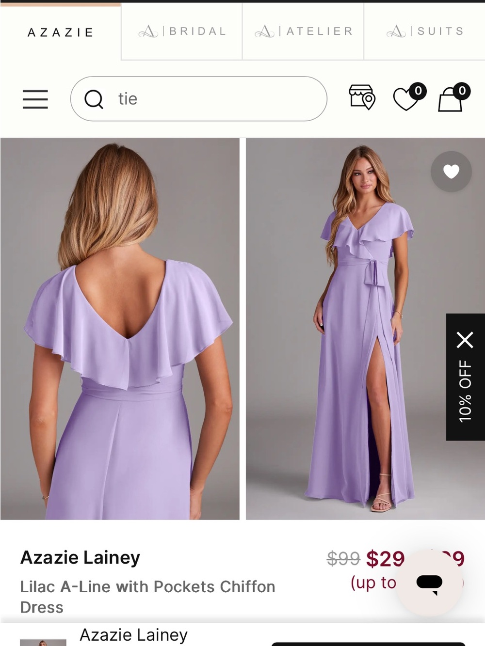 Azazie Lainey in Lilac - Picture 2 of 4